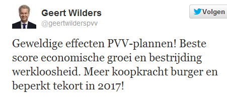 Een blije Geert Wilders op Twitter