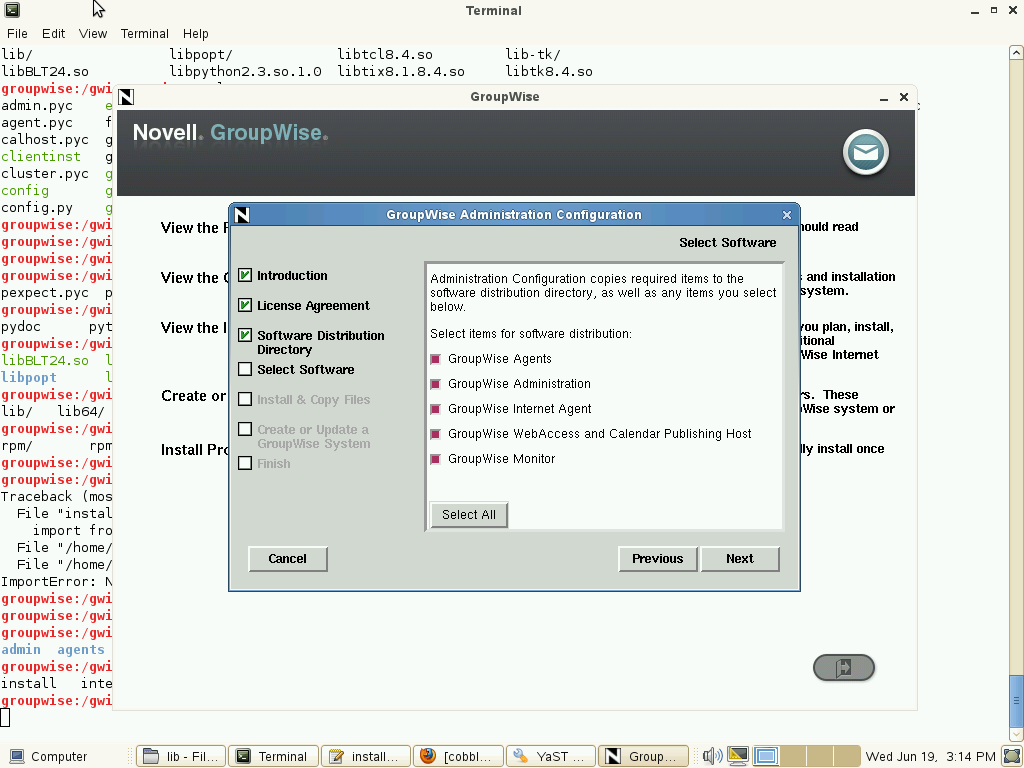 GroupWise installer GUI