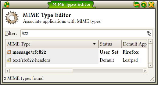 MIME type editor