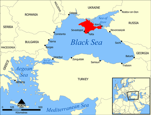 Kaart van de zwarte zee.