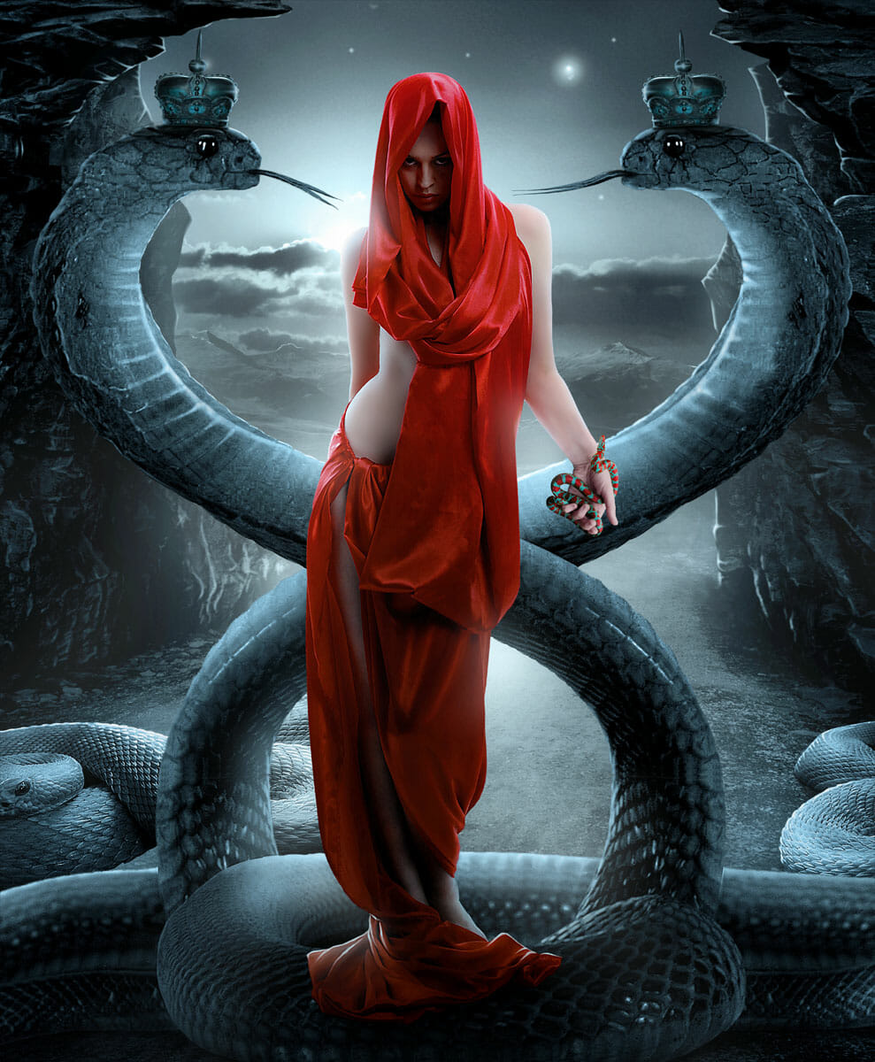 Girl with a snake, by Sasha Fantom.