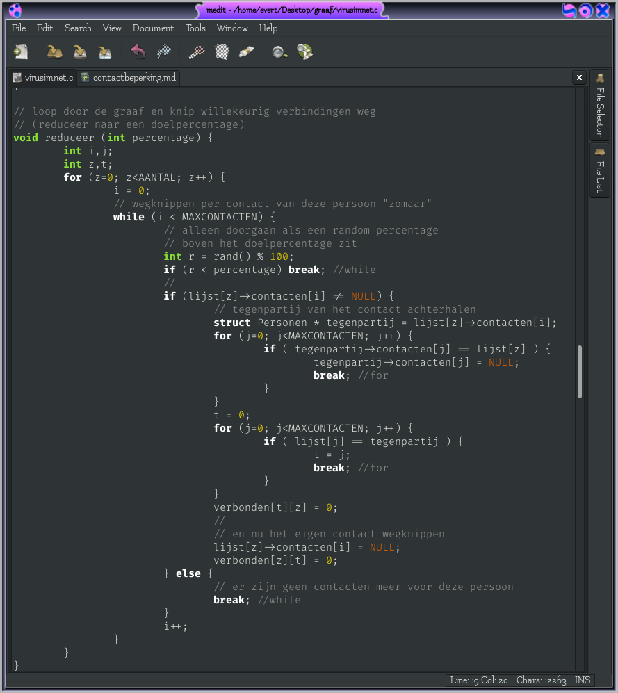 Een screenshot van een stukje van de code.